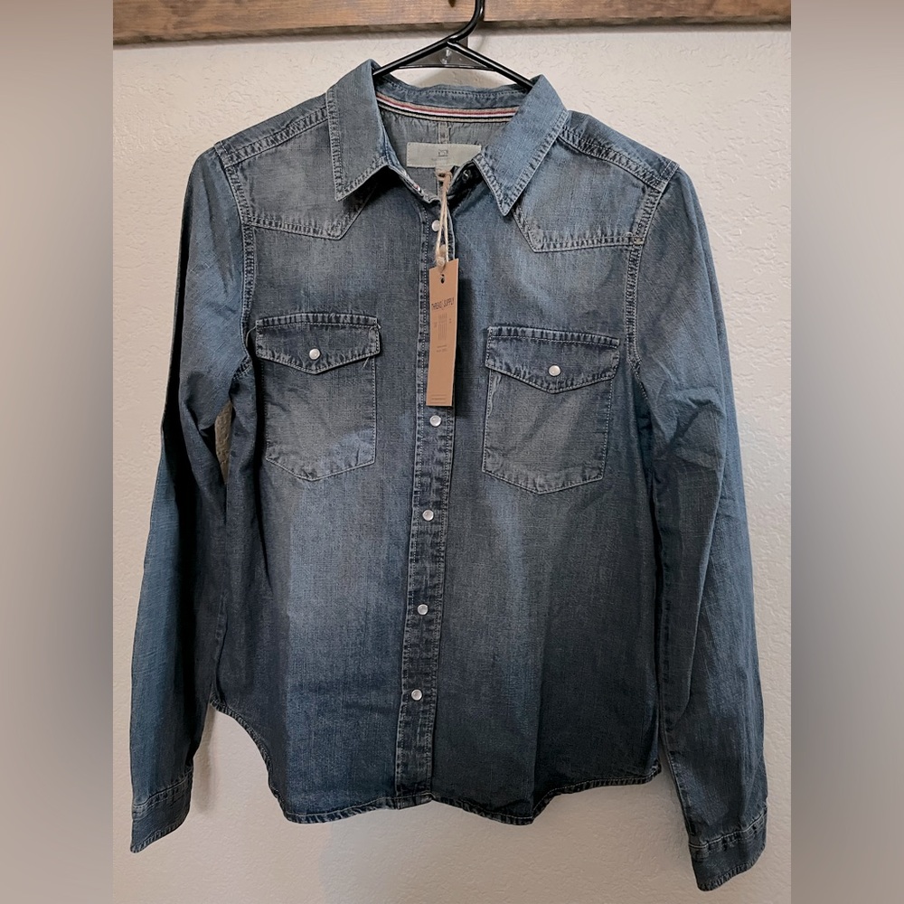 Thread & Supply Denim Snap Button Shirt XS NWT